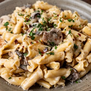 Onion & Mushroom Alfredo Pasta