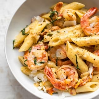 Baked Cajun Shrimp Alfredo Pasta